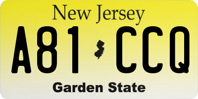 NJ license plate A81CCQ