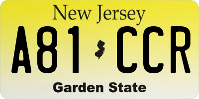 NJ license plate A81CCR