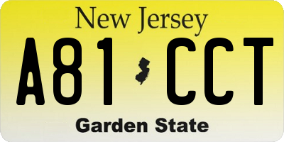 NJ license plate A81CCT