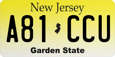 NJ license plate A81CCU