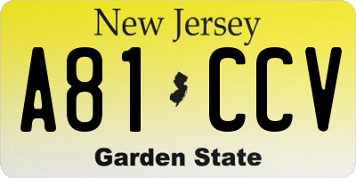 NJ license plate A81CCV