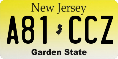 NJ license plate A81CCZ