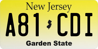 NJ license plate A81CDI
