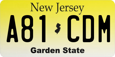 NJ license plate A81CDM