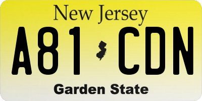 NJ license plate A81CDN