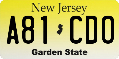 NJ license plate A81CDO