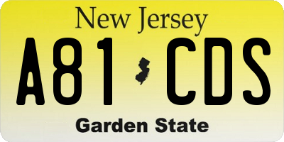 NJ license plate A81CDS