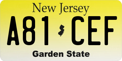 NJ license plate A81CEF
