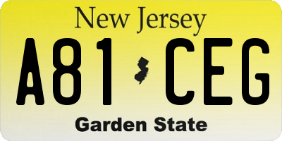 NJ license plate A81CEG