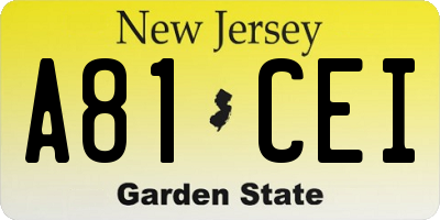NJ license plate A81CEI