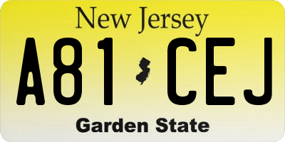 NJ license plate A81CEJ