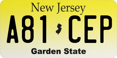 NJ license plate A81CEP