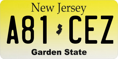 NJ license plate A81CEZ