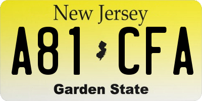 NJ license plate A81CFA