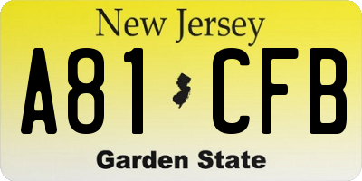 NJ license plate A81CFB