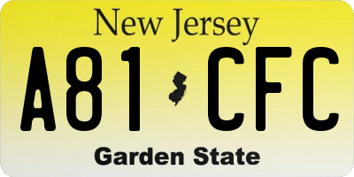 NJ license plate A81CFC