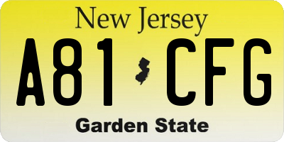 NJ license plate A81CFG