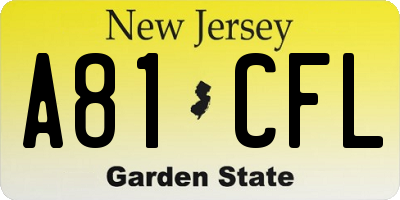 NJ license plate A81CFL