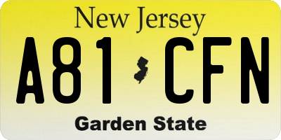 NJ license plate A81CFN