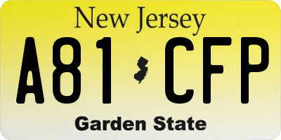NJ license plate A81CFP