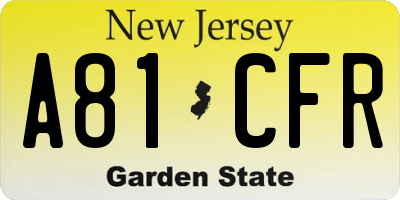 NJ license plate A81CFR