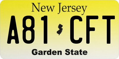 NJ license plate A81CFT
