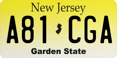 NJ license plate A81CGA