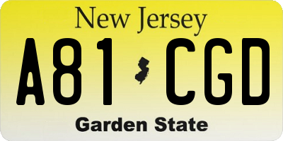NJ license plate A81CGD