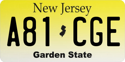 NJ license plate A81CGE
