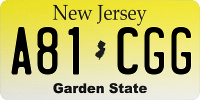 NJ license plate A81CGG
