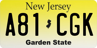NJ license plate A81CGK