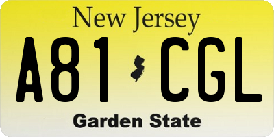 NJ license plate A81CGL