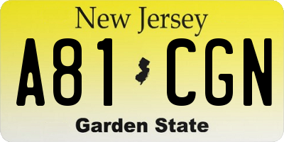 NJ license plate A81CGN