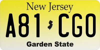 NJ license plate A81CGO