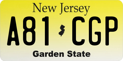 NJ license plate A81CGP