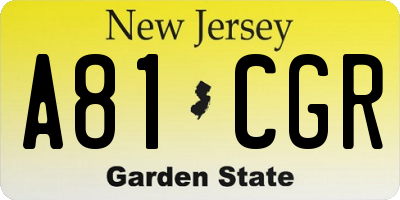 NJ license plate A81CGR