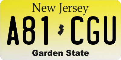 NJ license plate A81CGU