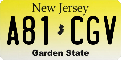 NJ license plate A81CGV