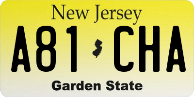 NJ license plate A81CHA