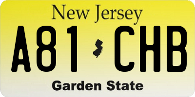 NJ license plate A81CHB