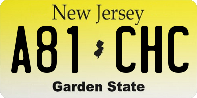 NJ license plate A81CHC