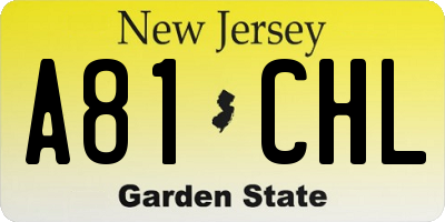 NJ license plate A81CHL