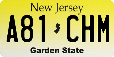 NJ license plate A81CHM