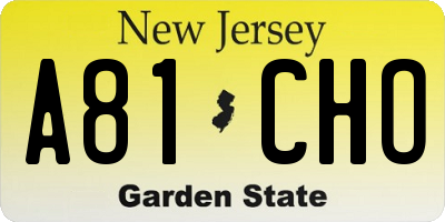 NJ license plate A81CHO