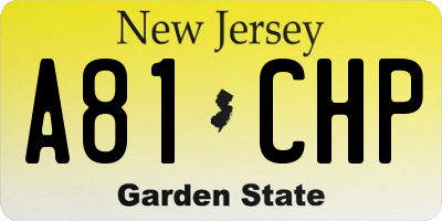 NJ license plate A81CHP