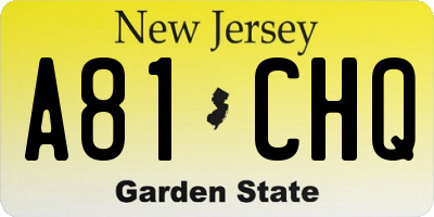NJ license plate A81CHQ