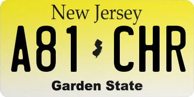 NJ license plate A81CHR