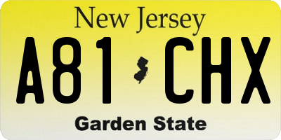 NJ license plate A81CHX