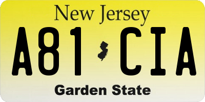 NJ license plate A81CIA