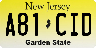 NJ license plate A81CID